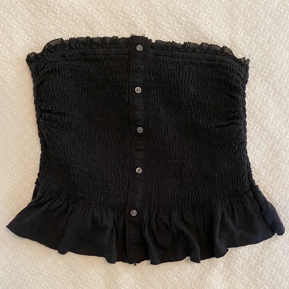 Navy scrunch tube top, size Small